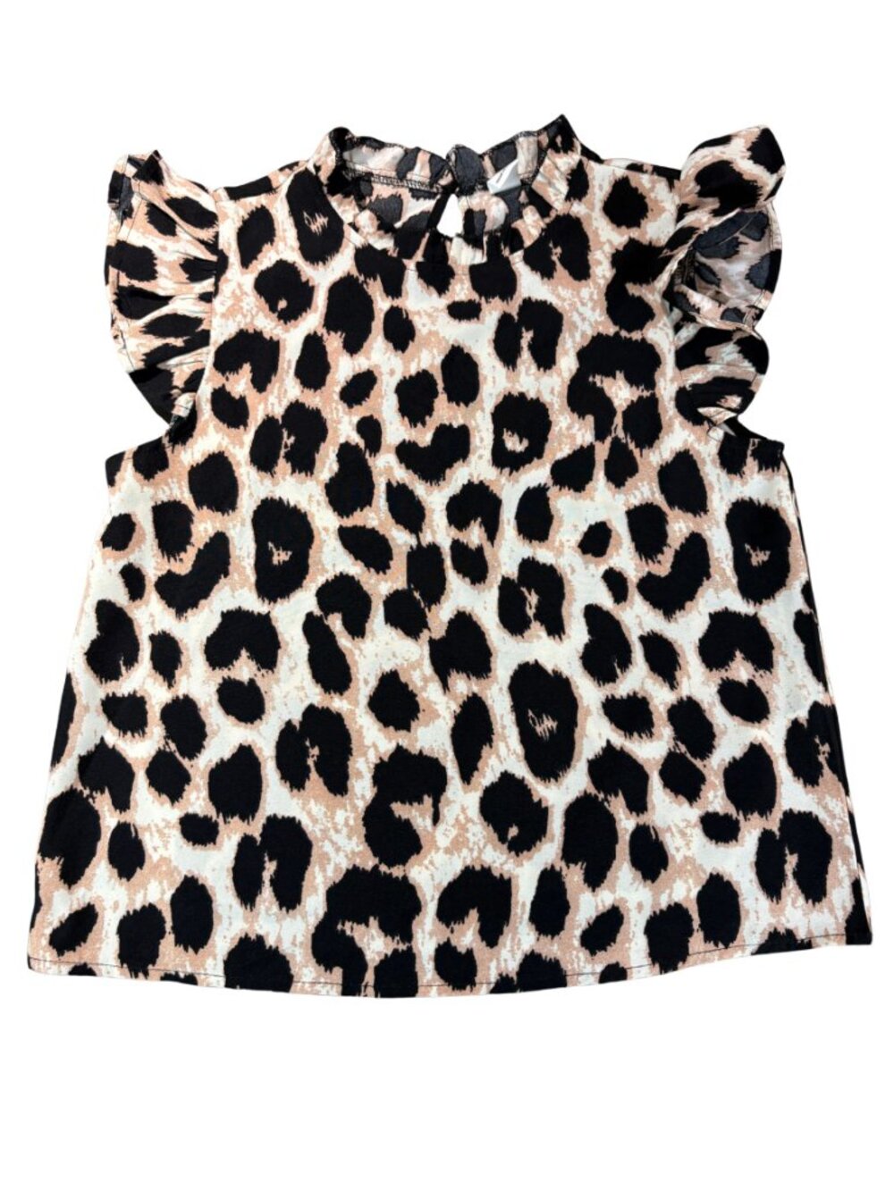 SHEIN Girls Leopard Print Fluttered Sleeves Ruffled Blouse Size 10Y (SKU: 187G)